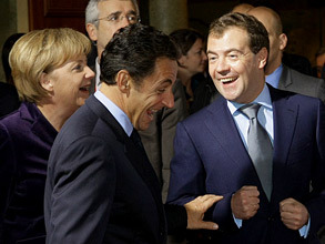 Главы Германии, России и Франции впервые за последние пять лет встретились в трехстороннем формате. Фото: РИА Новости