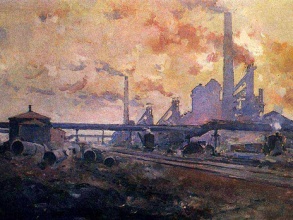 Картина Александра Куприна «Днепропетровск. Металлургический завод им. Г.И.Петровского. Доменный цех» 1930 г.
