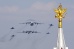Дозаправка Ту-95МС от Ил-78 в сопровождении истребителей МиГ-29 над Красной площадью во время Парада Победы. Фото: РИА Новости
